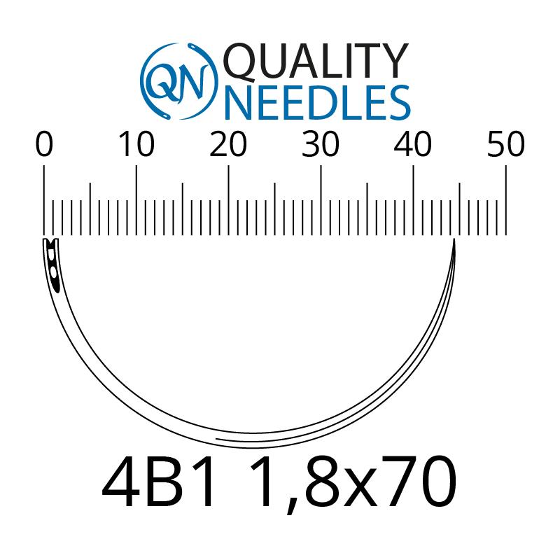 Голки хірургічні ріжучі, 4/8 (1/2), пружинне вушко, розмір 1,8х70 мм, 10 шт.